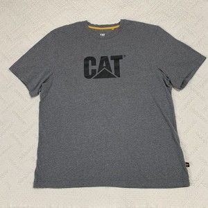 CAT Caterpillar Heavy Knit Short Sleeve Gray T Shirt Sz XL Construction
